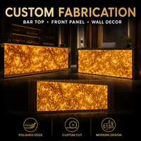 Vente en gros d'usine : Dalle de pierre artificielle translucide jaune polie moderne rétroéclairée pour comptoir de bar, mur de réception, dessus de table d'hôtel