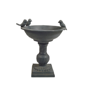 Bain d'oiseau en métal enduit de poudre noire avec motif de conception de 2 oiseaux Design artisanal pour une utilisation extérieure décorative de balcon de jardin - Product Image 4