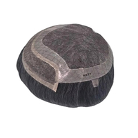Perruque Toupet Homme en Cheveux Naturels à Lacet Frontal, Cheveux Indiens Remy Taz Hair Bangladesh, Ondulation Profonde, Trame Simple, 50% Cheveux Gris, Extension Capillaire
