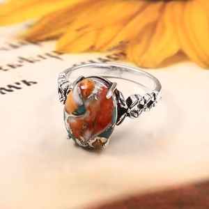 Bague en turquoise huître, argent sterling 925, bijoux fantaisie, bague en pierre précieuse faite à la main, bague élégante pour femme, cadeau - Product Image 5