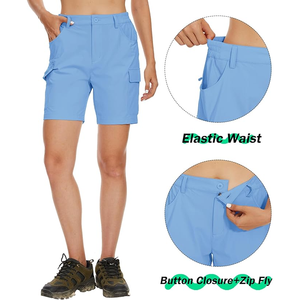 Short cargo actif à taille haute pour femme avec un design sans couture Short cargo décontracté pour femme - Product Image 4