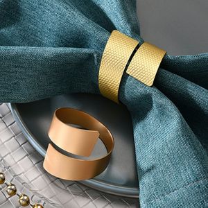 Anneau de serviette en or minimaliste moderne, porte-serviettes géométrique en métal pour mariage, dîner, banquet, hôtel, décoration de table de luxe - Product Image 1