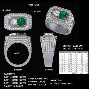 แหวนแต่งงานแบบ unisex เพชรหรูหราพร้อมเพชรและทอง - Product Image 3