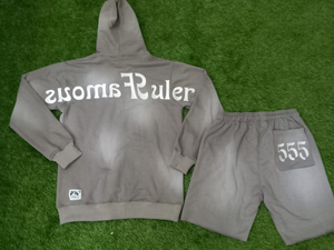 Conjunto de sudadera con capucha y pantalones cortos para correr con bordado personalizado para hombre, forro polar de dos piezas para invierno - Product Image 4