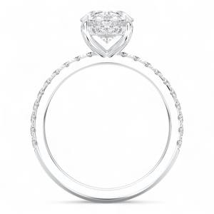 3.00 Carat F-G/VS Lab Grown Oval & Round Cut Diamond Engagement <b>Ring</b> Prong <b>Set</b> in Platinum <b>for</b> <b>Women</b> - Product Image 4