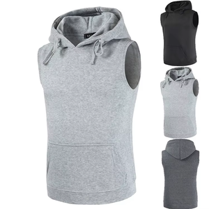 Sweat à capuche sans manches débardeurs musculation personnalisé propre Logo hommes Muscle coupe fermeture éclair haute qualité sans manches Gym Hoodies - Product Image 6