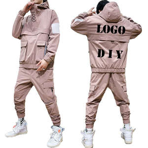 100% survêtement froissé en polyester pour hommes impression de logo personnalisé coupe-vent à motif solide respirant de meilleure qualité grande taille - Product Image 3