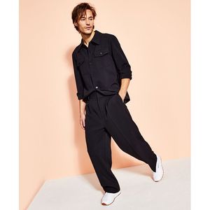 Pantaloni Neri da Uomo Royalty Maluma 100% Cotone, Gamba Leggermente Larga, Logo Personalizzabile, Vestibilità Ampia, Decorazione con Cerniera, Anti-Piega, 6XL - Product Image 1