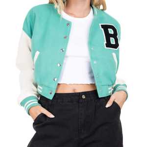 Veste universitaire pour femmes, veste de style universitaire, veste en cuir à manches courtes tendance pour l'hiver, veste universitaire pour femmes - Product Image 6