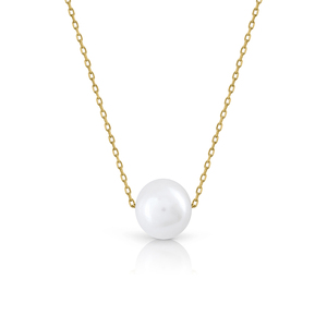 Collana in Oro Giallo 18K con Perla Naturale, Lunghezza 40-42.5-45 cm, Catene Sottili, Elegante e Lussuosa - Product Image 1