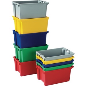 <b>Plastic</b> Storage Bin Rotating <b>Stacking</b> Container PP Grey 300x200x150mm - Product Image 1