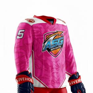 Tenues de hockey sur glace personnalisées pour adultes, 100% polyester, vêtements de sport respirants avec logo frontal, service OEM - Product Image 2