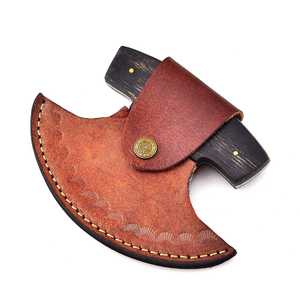 Ulu มีดทำครัวเหล็กดามัสกัสเชฟทำมือด้ามไม้พร้อมปลอกหนังดีไซน์ตามสั่ง - Product Image 6