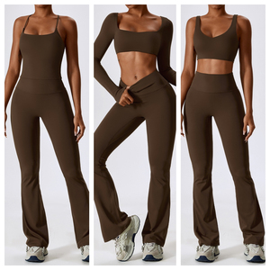 Nueva ropa de yoga Gimnasio Conjuntos de fitness Entrenamiento Fitness Ropa de gimnasio Cintura alta Mujeres Camiseta sin mangas Conjuntos de yoga Logotipo personalizado - Product Image 3