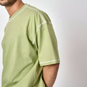 T-shirt en coton oversize à col rond OEM pour hommes, vêtements de rue respirants à épaules tombantes du fabricant pakistanais - Product Image 5