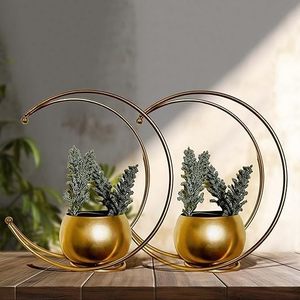 Florero de piso de aluminio y metal moderno y elegante con acabado dorado para decoración de hogar y boda - Product Image 5