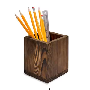 Portalápices Cuadrado de Madera, Porta Tarjetas de Visita, Soporte para Oficina, Hogar, Empresas, Escuela, Artesanía Saniya, Moderno - Product Image 5