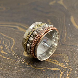 Rose Gold Gold Plated Fashionable Bohemian Christian <b>Spinner</b> <b>Ring</b> (8.1 Grams) Inlay Style Trendy Classic Number Shape Gift - Product Image 1