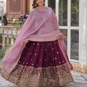 La mayoría de las ventas de diseñador indio Ropa de fiesta nupcial Último exclusivo vestido granate Ropa de fiesta nupcial con Dupatta Ropa étnica MostTrendy - Product Image 1