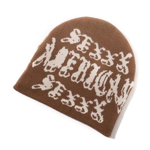 Gorros de invierno personalizados al por mayor, gorros tejidos acrílicos Jacquard con letras a la moda y logotipo - Product Image 4