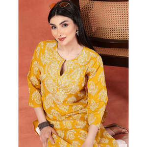 Haut pour femme en popeline de coton respirante, coupe droite, imprimé floral cachemire, col en V, broderie au fil, taille XL - Product Image 2