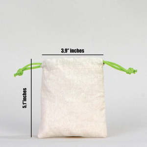 Green <b>Drawstring</b> Fabric <b>Pouch</b> 4 W X 5 H Reusable and Custom Logo Embroidery Screen Printing for Watch Craft Dust Promotion - Product Image 2