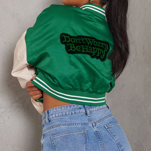 Chaquetas de satén cortas para mujer a la moda, fabricante profesional, el mejor diseño, precio barato, logotipo personalizado para chaqueta Bomber - Product Image 2