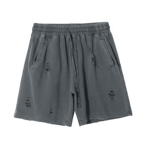 Short lavé à l'acide pour hommes de grande taille de qualité supérieure 350 grammes coton vieilli français éponge bouffée imprimé Jogging Vintage - Product Image 6