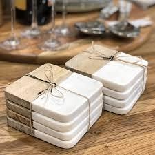 Vente en gros de sous-verres en bois de marbre naturel de qualité supérieure tapis de thé et de café de forme personnalisée tampons hexagonaux carrés étanches à la chaleur - Product Image 5