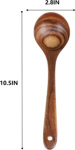 Cucharón de madera para cocinar, utensilios de cucharón de mango largo para sopa, hecho a mano para utensilios de cocina, cuchara de madera de teca para servir, 10,5 pulgadas - Product Image 6