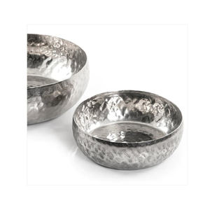 Hammered Round Food <b>Chocolate</b> Serving Bowls Set of 2 Different Sizes Silverware Antique <b>Luxury</b> Wedding Events Food Bowls - Product Image 2