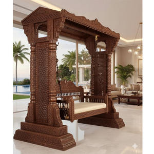 ชิงช้าไม้สักแกะสลักลายมหาราชา - งานฝีมือแบบวินเทจสั่งทำพิเศษ ถอดประกอบได้ สำหรับห้องรับแขกและห้องนั่งเล่น - Product Image 1