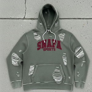 โรงงานผลิตเสื้อผ้า เสื้อฮู้ดดี้ผ้าฝ้าย 100% สไตล์วินเทจ ซันเฟด ล้างสีแบบแอซิด ปักลายตัวอักษร เสื้อฮู้ดดี้แบบดิสเทรส - Product Image 1