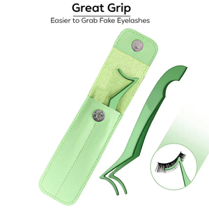 Applicateurs de cils de beauté en acier inoxydable avec pointe en fibre en forme de L Nano Grip antistatique et durable - Product Image 3