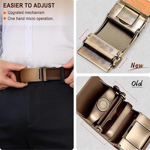 Ceintures habillées pour hommes en cuir véritable, nouveau design élégant, avec boucle en alliage à verrouillage automatique, haute qualité OEM - Product Image 5