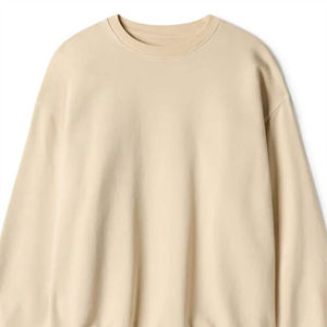 Unisex Beige Cotton Blended Fleece Sweatshirt Custom Oversized Pullover Crewneck Plain Streetwear Casual <b>Warm</b> Winter <b>Jumper</b> - Product Image 6