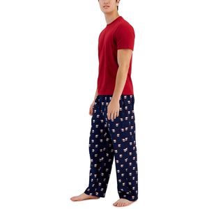 Pigiama da uomo in flanella morbida blu tinta unita, completo top e pantaloni, taglia XL, in maglia, casual, per inverno ed estate - Product Image 3