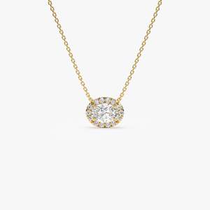 IGI Certified 0,90 CTW 14K Oro sólido Halo Ajuste Corte ovalado VVS2 D Color Lab Grown Diamond Collar Nuevo diseño Joyería fina - Product Image 1