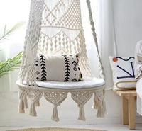 Fauteuil suspendu en macramé bohème 100% fait main, écologique, en cordon de coton couleur naturelle, qualité supérieure, forme carrée, pour plafond