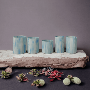 Recipiente de vidrio de mosaico de cerámica blanco azul personalizado de alta calidad hecho a mano decoración de lujo para el hogar más vendidos multiusos para velas - Product Image 5