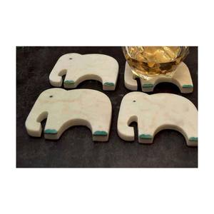 Juego de cuatro posavasos de mármol con forma de elefante pulido, estilo animal único, decoraciones artesanales de piedra para el hogar y el Hotel para regalos - Product Image 4