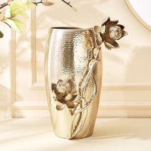 Hammered Metal Flower Vase <b>Decorative</b> Piece for Floral Centre pieces at Events Parties and Restaurants - Product Image 1