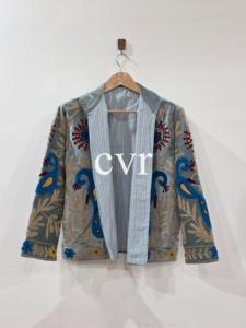 Manteau Bohème en Velours Brodé, Col Mandarin, Manches Longues, Motif Floral, Fait Main, Vêtement d'extérieur pour Femme Adulte, Automne - Product Image 2