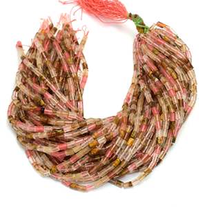 Kamal Gems 15-Inch <b>Tube</b>-Shaped Cherry <b>Quartz</b> Synthetic Beads Assorted Bead Collection - Product Image 1