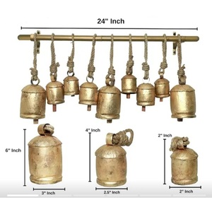 Campana de Metal Rústica Chapada en Oro con Etiqueta y Nuevo Diseño de la India - Product Image 2