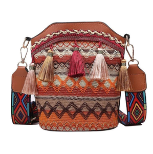 Bolsos de hombro de cuero bohemio marrón que se ven bien, diseño atractivo, bolso bohemio con flecos de cuero tejido gitano, diseño superior - Product Image 2