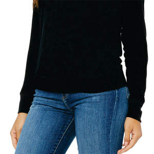 T-Shirt décontracté à manches longues et épaules nues pour femme, 65% polyester 35% coton 32 simple 3.7 oz noir - Product Image 5