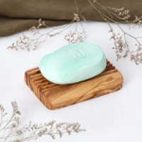 ArtisRaw Porte-savon/Plateau en bois moderne fait main et portable – Écologique en bois d'olivier avec finition chromée intégrée pour salle de bain