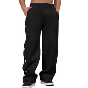 Ropa de calle personalizada Pantalones de chándal relajados de gran tamaño Pantalones Hombre Ropa personalizada 100% Botones a presión de algodón Pantalones de chándal de piernas anchas - Product Image 2
