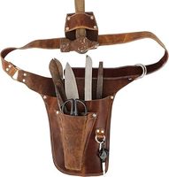 Ceinture porte-outils de fleuriste en cuir pleine fleur véritable, faite à la main, marron, 3 poches, fermeture éclair, unisexe, pour sports de plein air